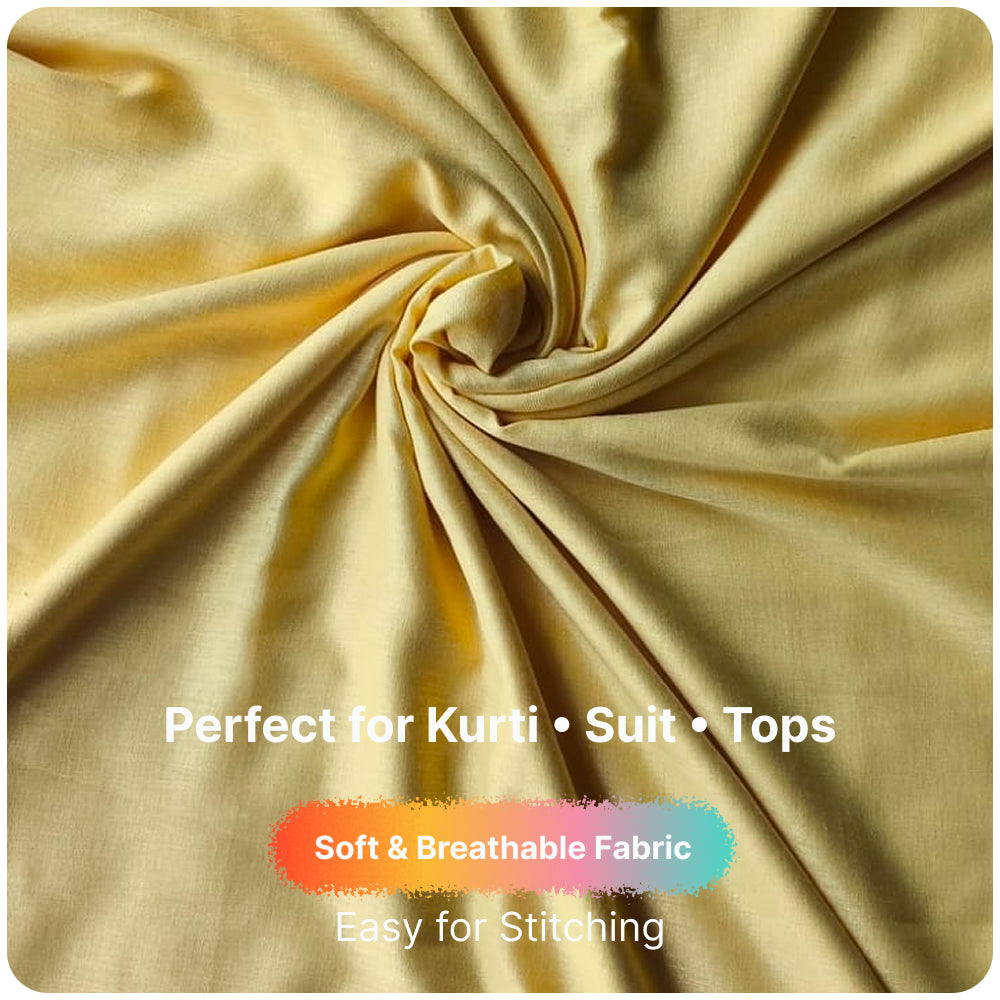 Lemon Yellow Premium Linen Fabric for Kurti, Blouse & Dress Material | Soft Breathable Linen Cloth