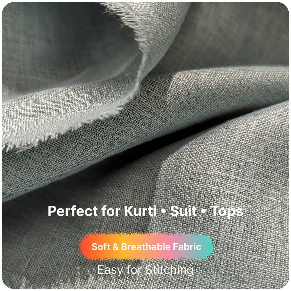 Aqua Blue Premium Linen Fabric for Kurti, Blouse & Dress Material | Soft Breathable Linen Cloth