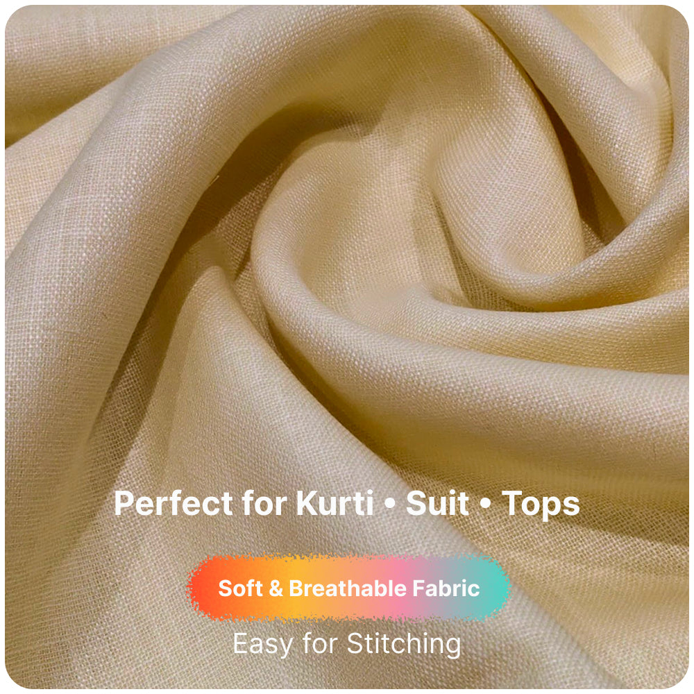 Ivory Beige Premium Linen Fabric for Kurti, Blouse & Dress Material | Soft Breathable Linen Cloth