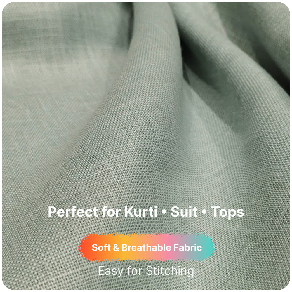 Mint Green Premium Linen Fabric for Kurti, Blouse & Dress Material | Soft Breathable Linen Cloth