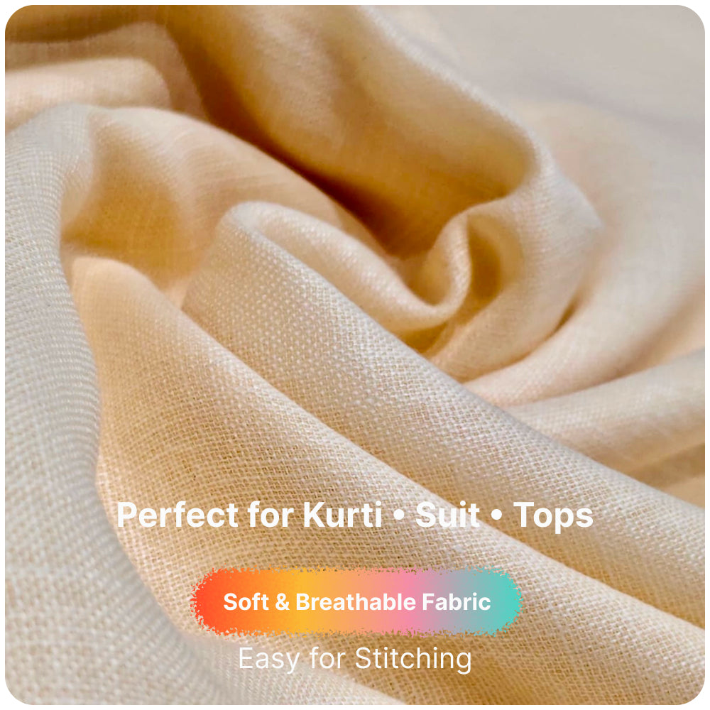 Sand Yellow Premium Linen Fabric for Kurti, Blouse & Dress Material | Soft Breathable Linen Cloth