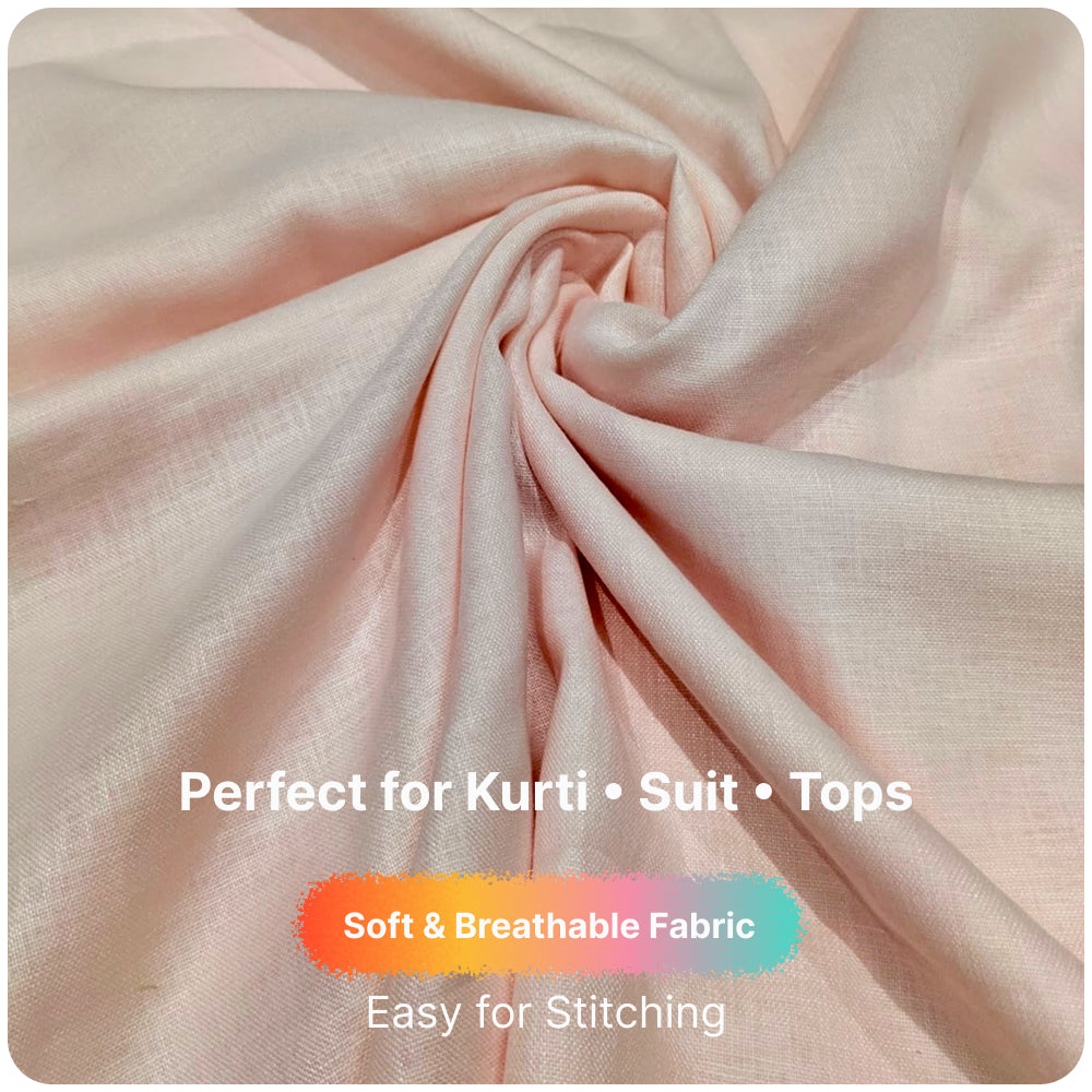 Premium Blush Pink Linen Fabric for Kurti Shirt and Dress | Soft Breathable Plain Linen Cloth | Boutique Quality Fabric