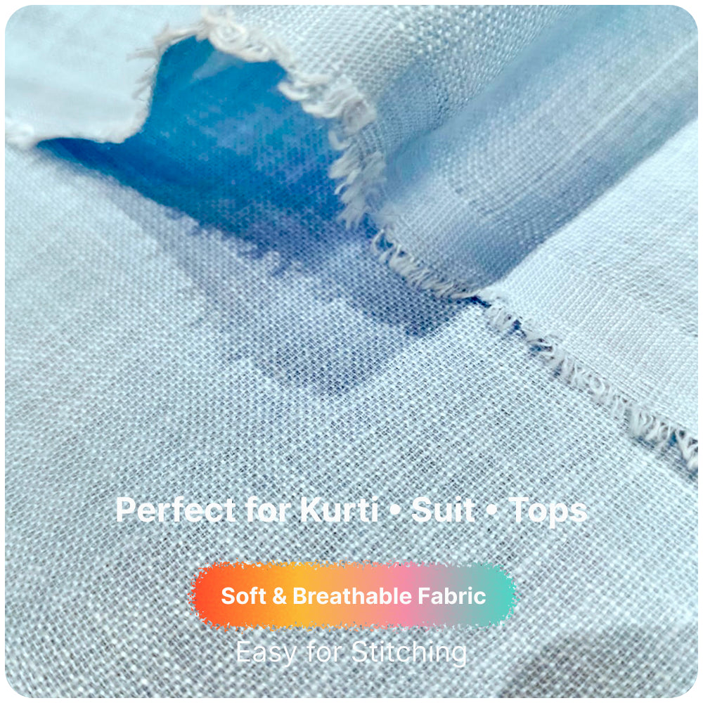 Premium Powder Blue Linen Fabric for Kurti Shirt and Dress | Soft Breathable Plain Linen Cloth | Boutique Quality Fabric