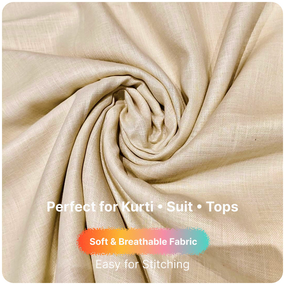 Premium Ivory Cream Linen Fabric for Kurti Shirt and Dress | Soft Breathable Plain Linen Cloth | Boutique Quality Fabric