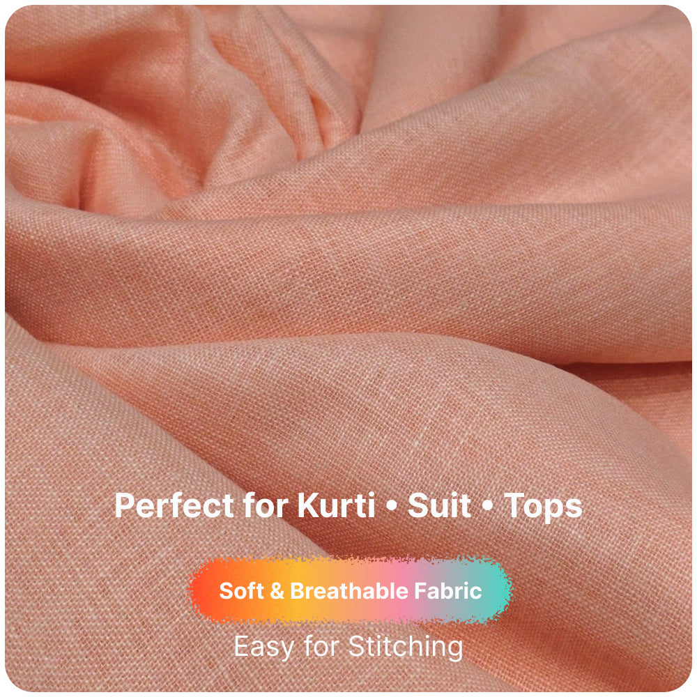 Peach Beige Premium Linen Fabric for Kurti, Blouse & Dress Material | Soft Breathable Linen Cloth