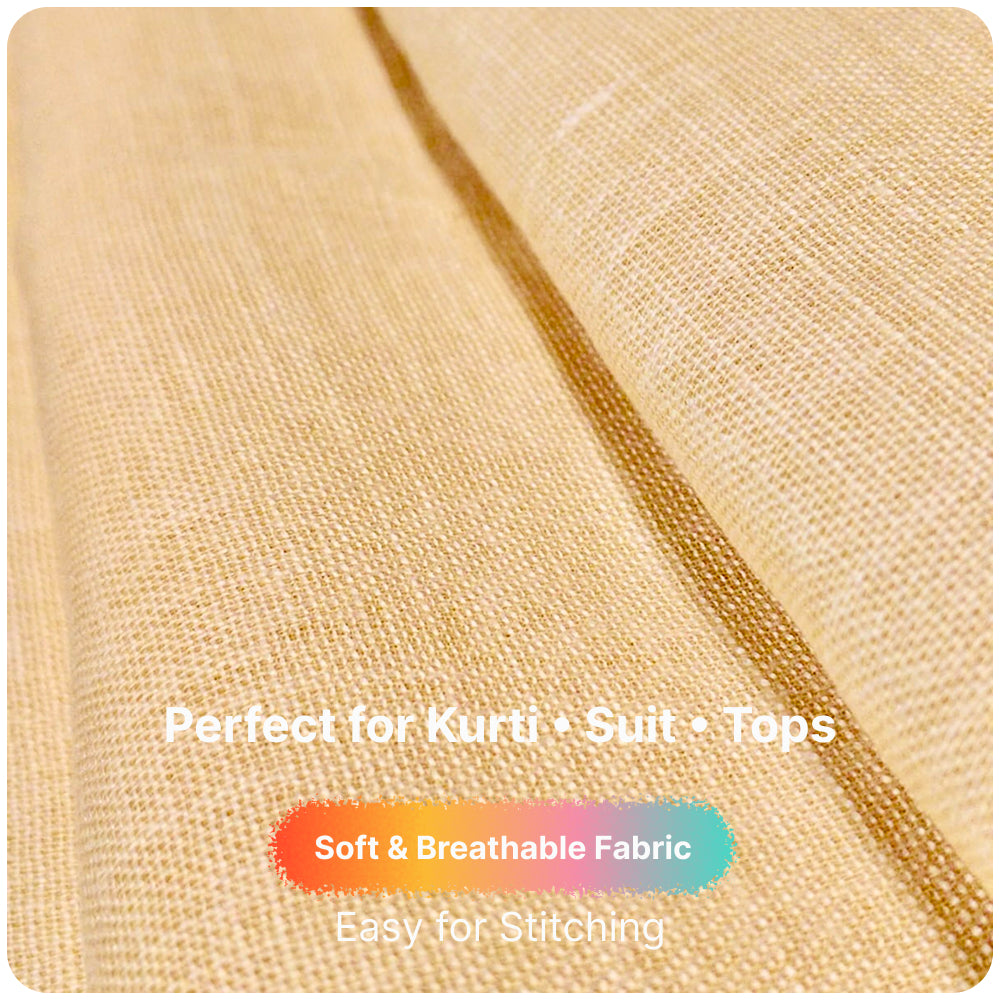 Soft Beige Premium Linen Fabric for Kurti, Blouse & Dress Material | Soft Breathable Linen Cloth