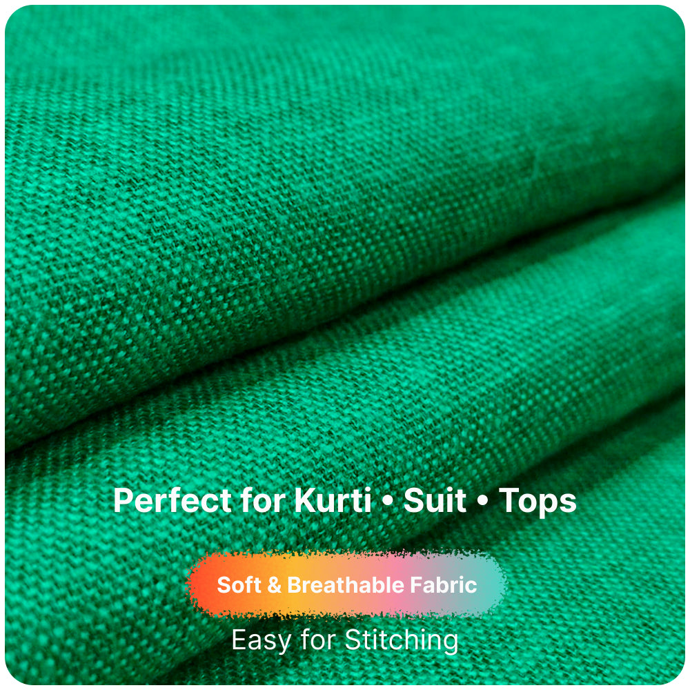 Bottle Green Premium Linen Fabric for Kurti, Blouse & Dress Material | Soft Breathable Linen Cloth
