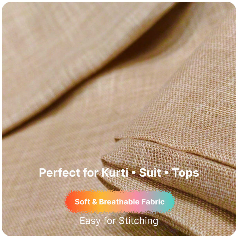 Brown Beige Premium Linen Fabric for Kurti, Blouse & Dress Material | Soft Breathable Linen Cloth