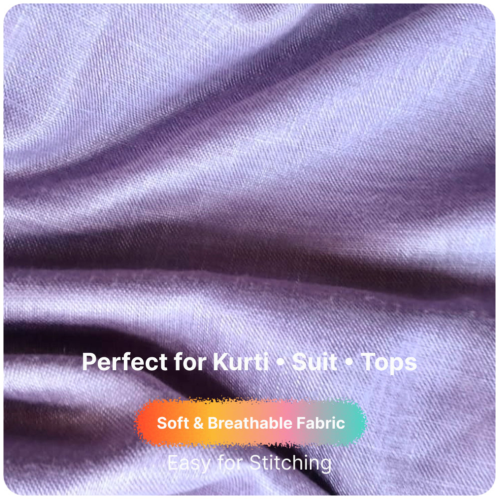 Smoky Lavender Grey Premium Linen Fabric for Kurti, Blouse & Dress Material | Soft Breathable Linen Cloth