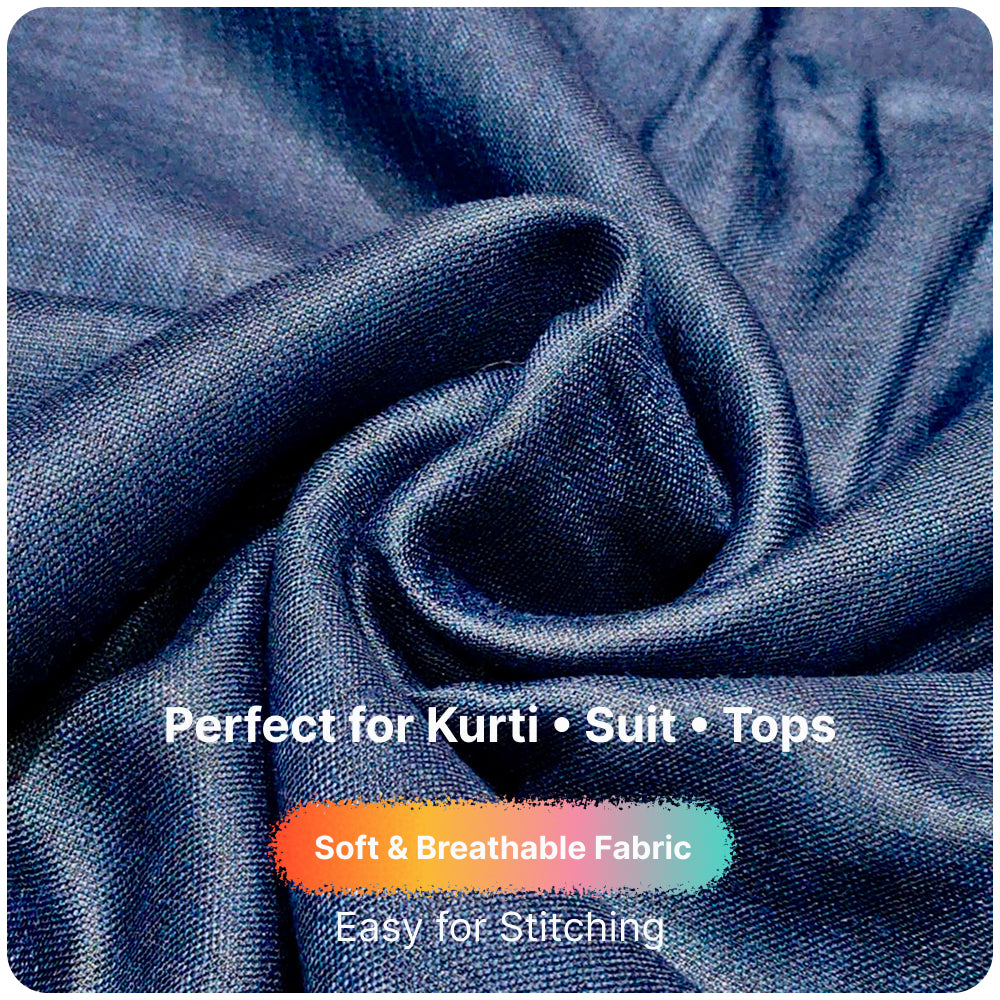 Premium Navy Blue Linen Fabric for Kurti Shirt and Dress | Soft Breathable Plain Linen Cloth | Boutique Quality Fabric