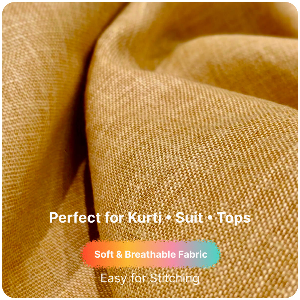 Mustard Golden Premium Linen Fabric for Kurti, Blouse & Dress Material | Soft Breathable Linen Cloth