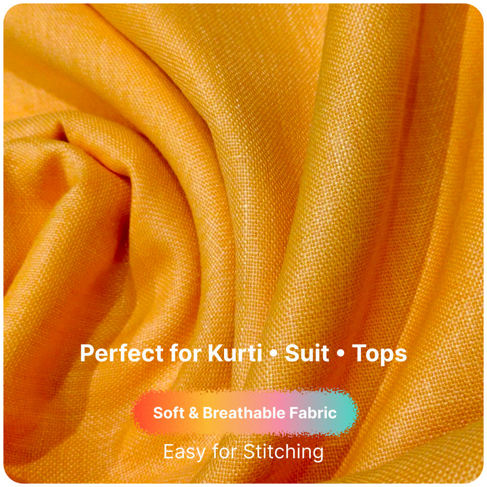 Mustard Yellow Premium Linen Fabric for Kurti, Blouse & Dress Material | Soft Breathable Linen Cloth