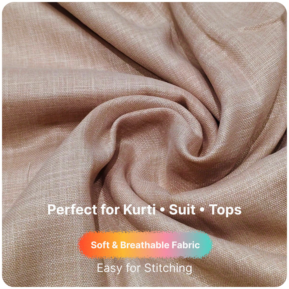 Beige Gold Premium Linen Fabric for Kurti, Blouse & Dress Material | Soft Breathable Linen Cloth