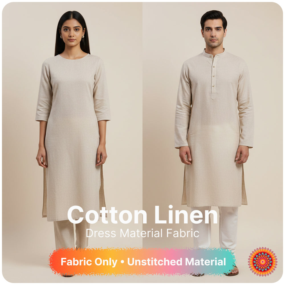Wheat Beige Premium Linen Fabric for Kurti, Blouse & Dress Material | Soft Breathable Linen Cloth