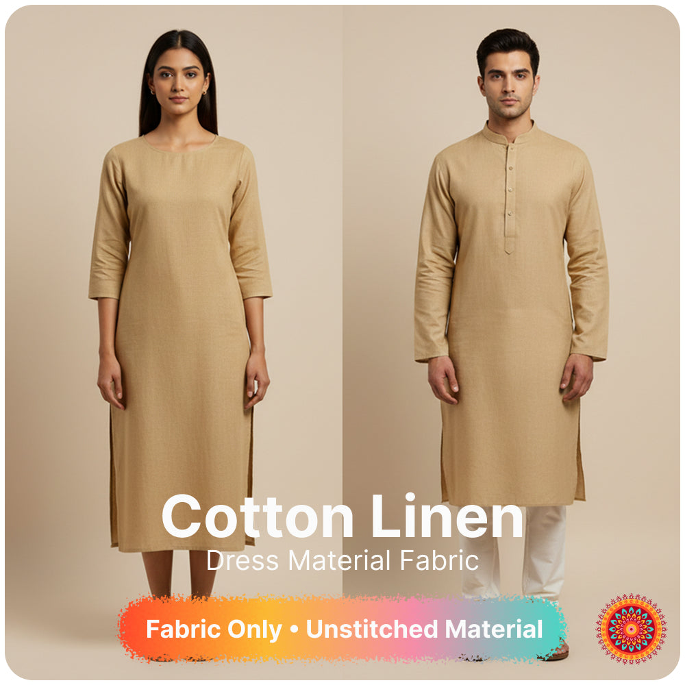 Soft Beige Premium Linen Fabric for Kurti, Blouse & Dress Material | Soft Breathable Linen Cloth
