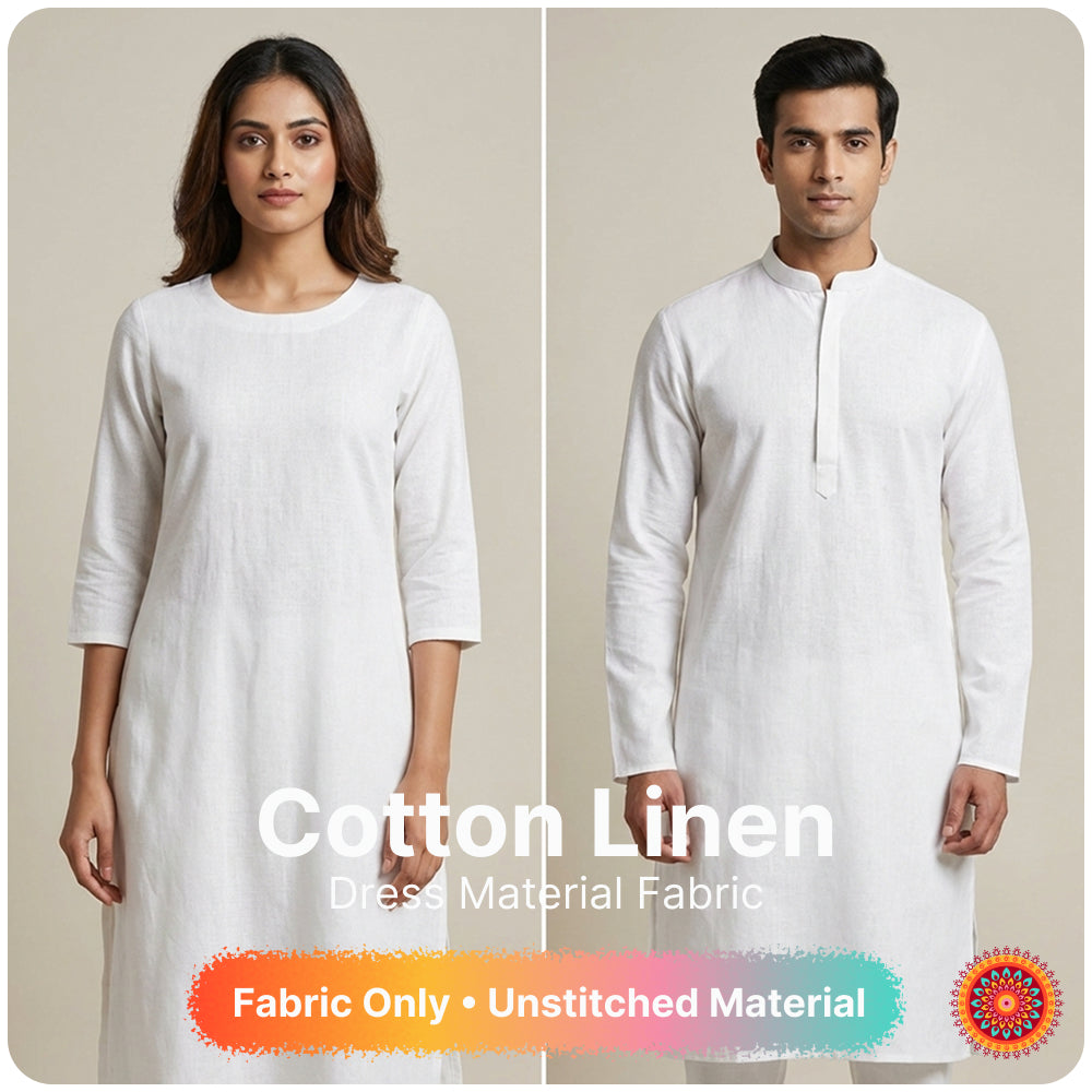 White Premium Linen Fabric for Kurti, Blouse & Dress Material | Soft Breathable Linen Cloth
