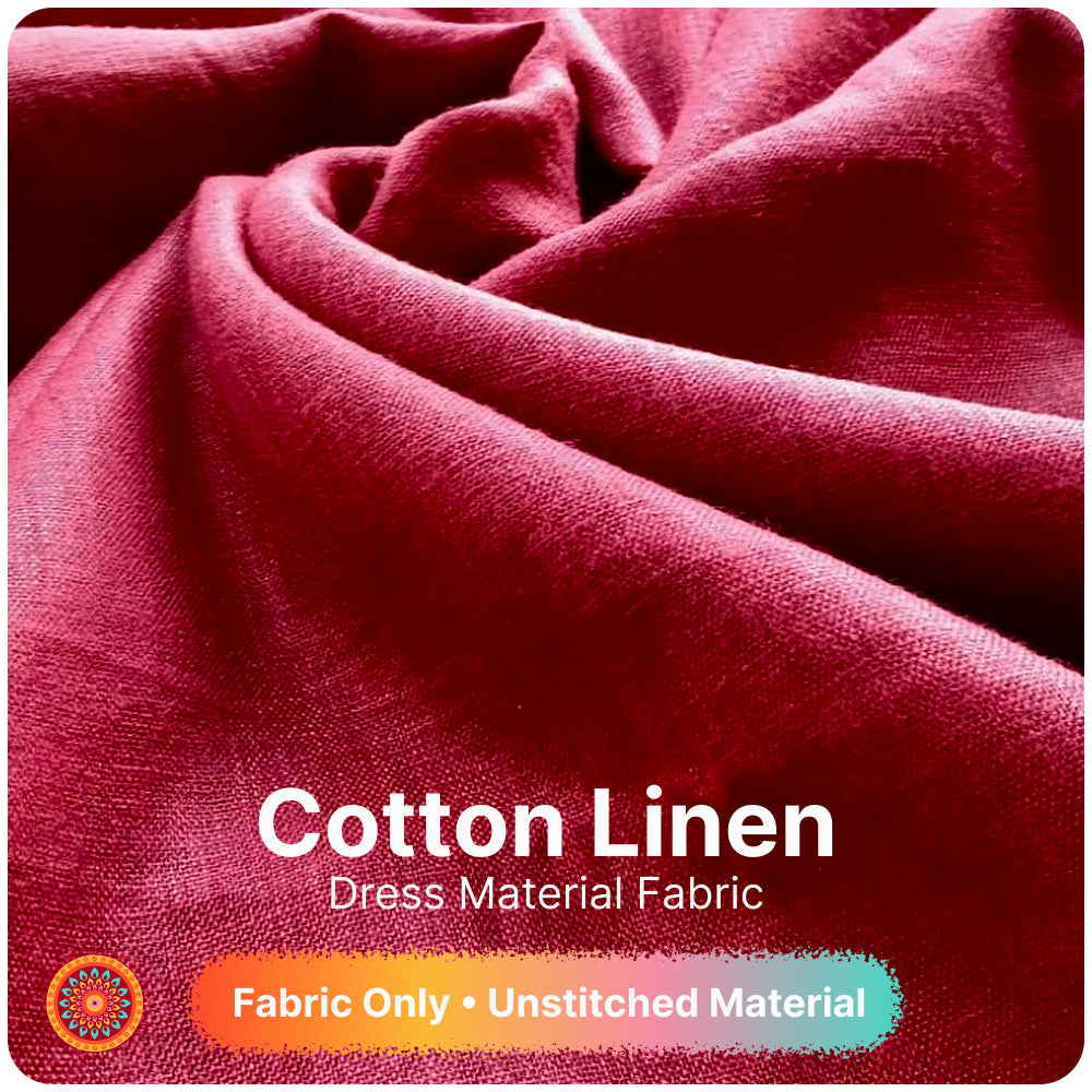 Wine Maroon Premium Linen Fabric for Kurti, Blouse & Dress Material | Soft Breathable Linen Cloth