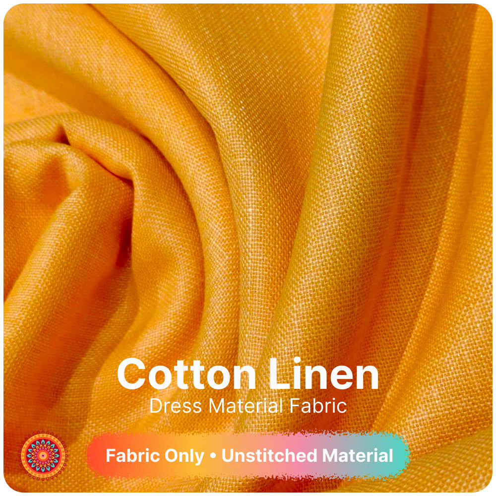 Mustard Yellow Premium Linen Fabric for Kurti, Blouse & Dress Material | Soft Breathable Linen Cloth