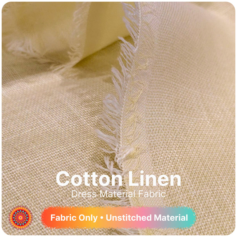 Ivory Beige Premium Linen Fabric for Kurti, Blouse & Dress Material | Soft Breathable Linen Cloth