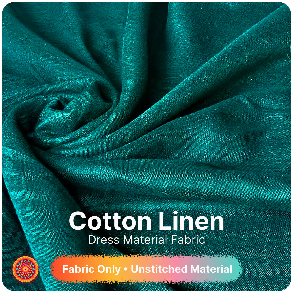 Premium Dark Teal Linen Fabric for Kurti Shirt and Dress | Soft Breathable Plain Linen Cloth | Boutique Quality Fabric
