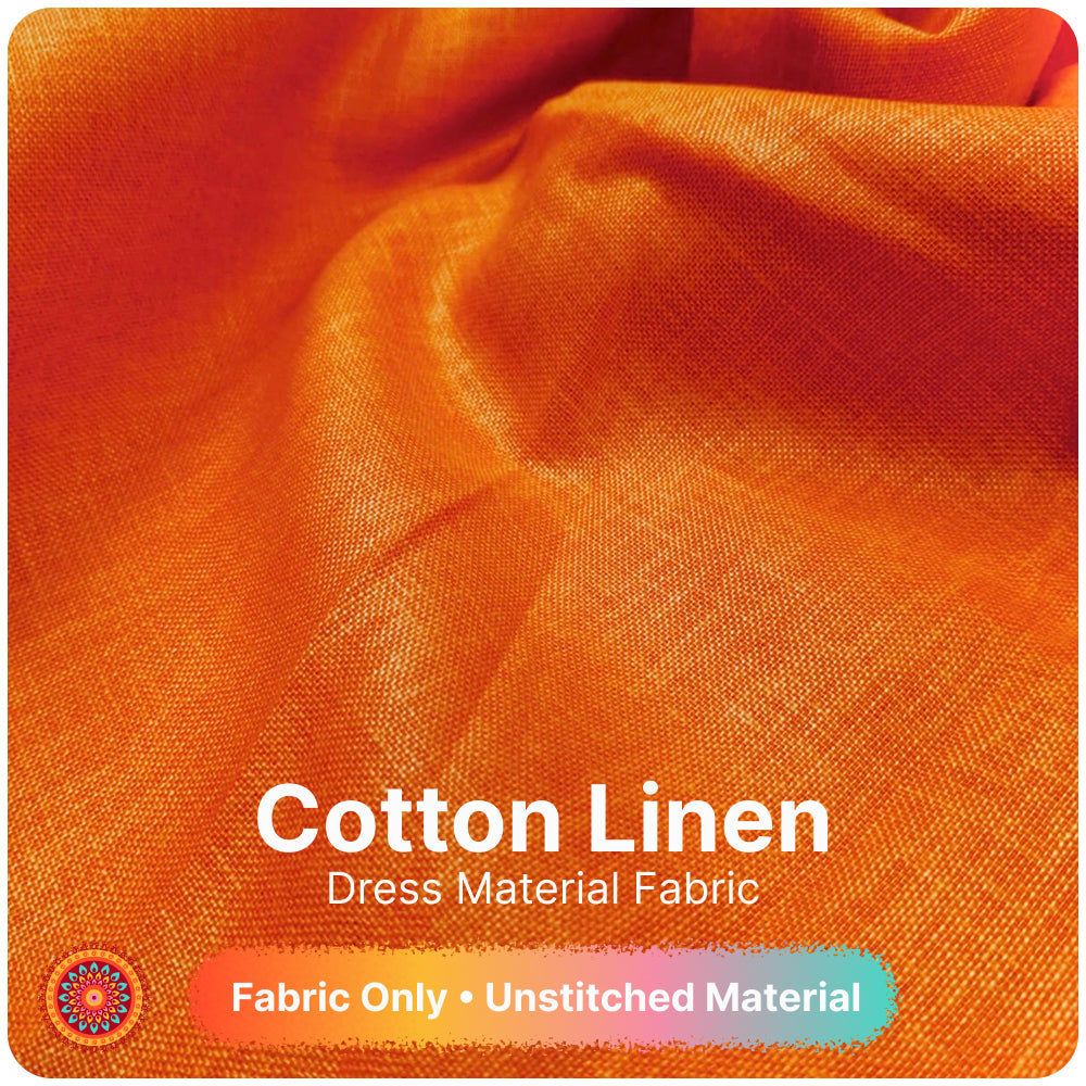 Orange Rust Premium Linen Fabric for Kurti, Blouse & Dress Material | Soft Breathable Linen Cloth
