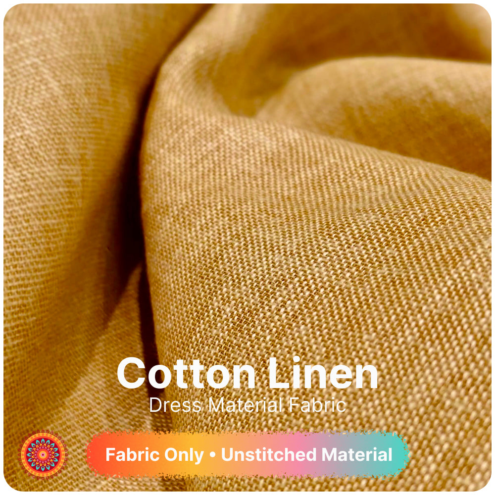 Mustard Golden Premium Linen Fabric for Kurti, Blouse & Dress Material | Soft Breathable Linen Cloth