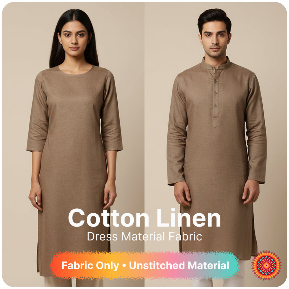 Premium Coffee Brown Linen Fabric for Kurti Shirt and Dress | Soft Breathable Plain Linen Cloth | Boutique Quality Fabric