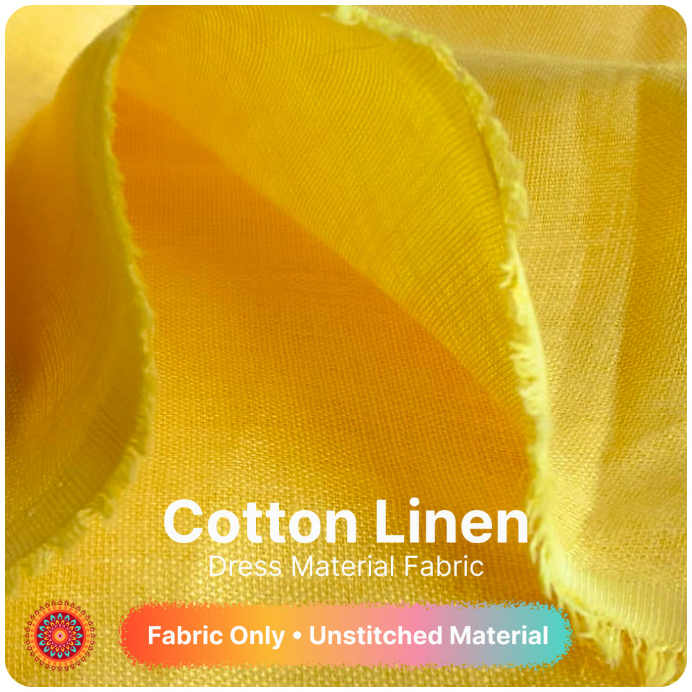 Sunshine Yellow Premium Linen Fabric for Kurti, Blouse & Dress Material | Soft Breathable Linen Cloth