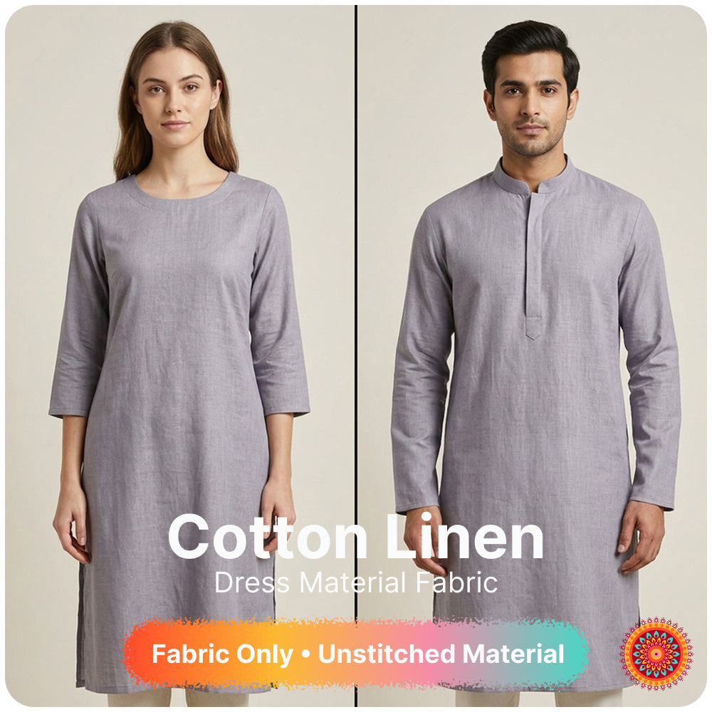 Ash Grey Premium Linen Fabric for Kurti, Blouse & Dress Material | Soft Breathable Linen Cloth