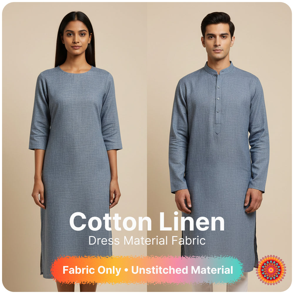 Premium Steel Blue Linen Fabric for Kurti Shirt and Dress | Soft Breathable Plain Linen Cloth | Boutique Quality Fabric