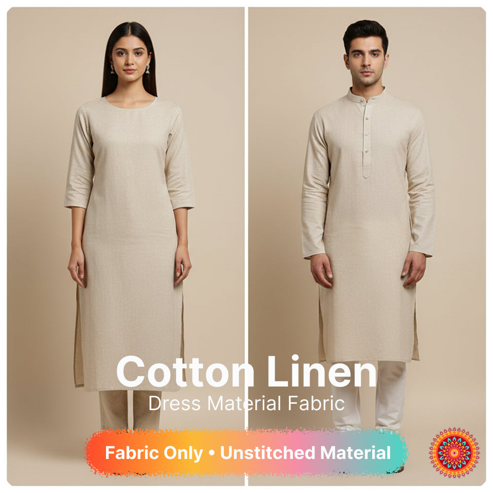 Premium Ivory Cream Linen Fabric for Kurti Shirt and Dress | Soft Breathable Plain Linen Cloth | Boutique Quality Fabric