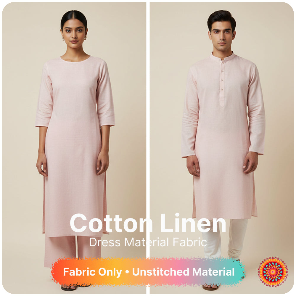 Premium Blush Pink Linen Fabric for Kurti Shirt and Dress | Soft Breathable Plain Linen Cloth | Boutique Quality Fabric