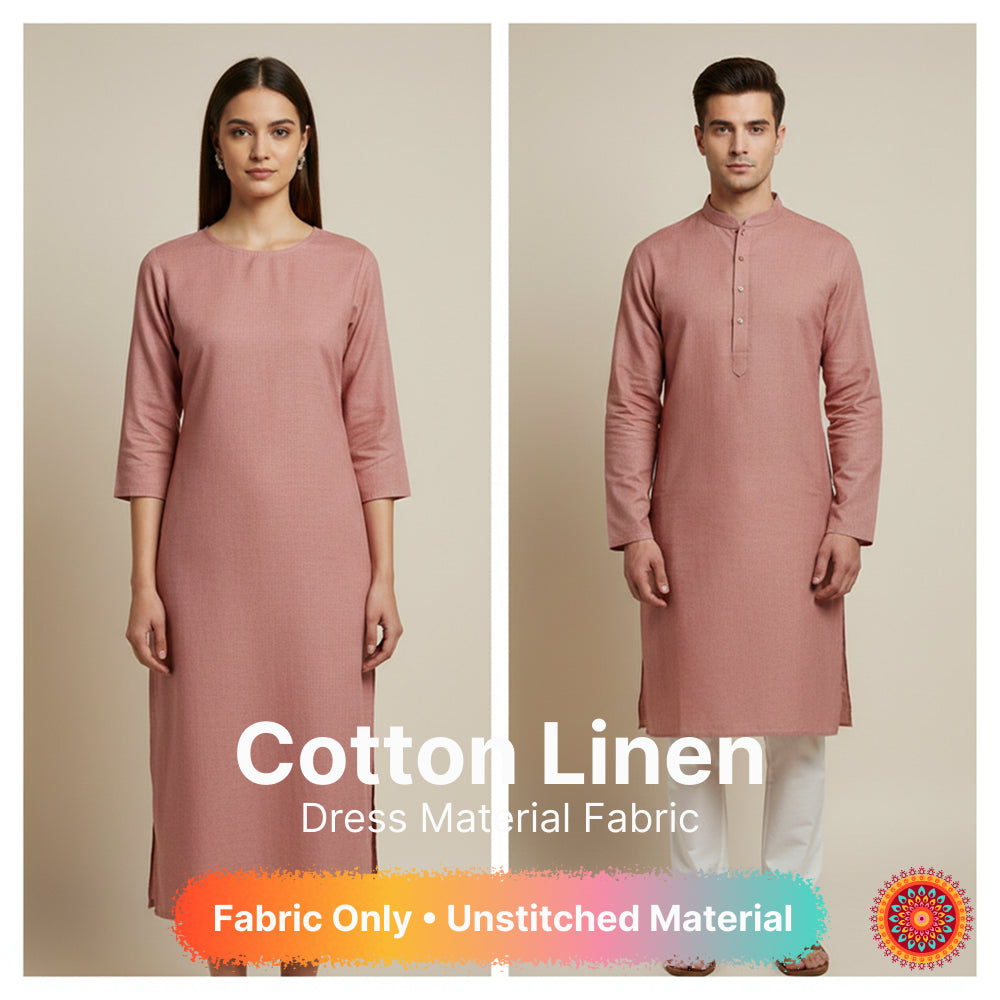 Rosewood Pink Premium Linen Fabric for Kurti, Blouse & Dress Material | Soft Breathable Linen Cloth