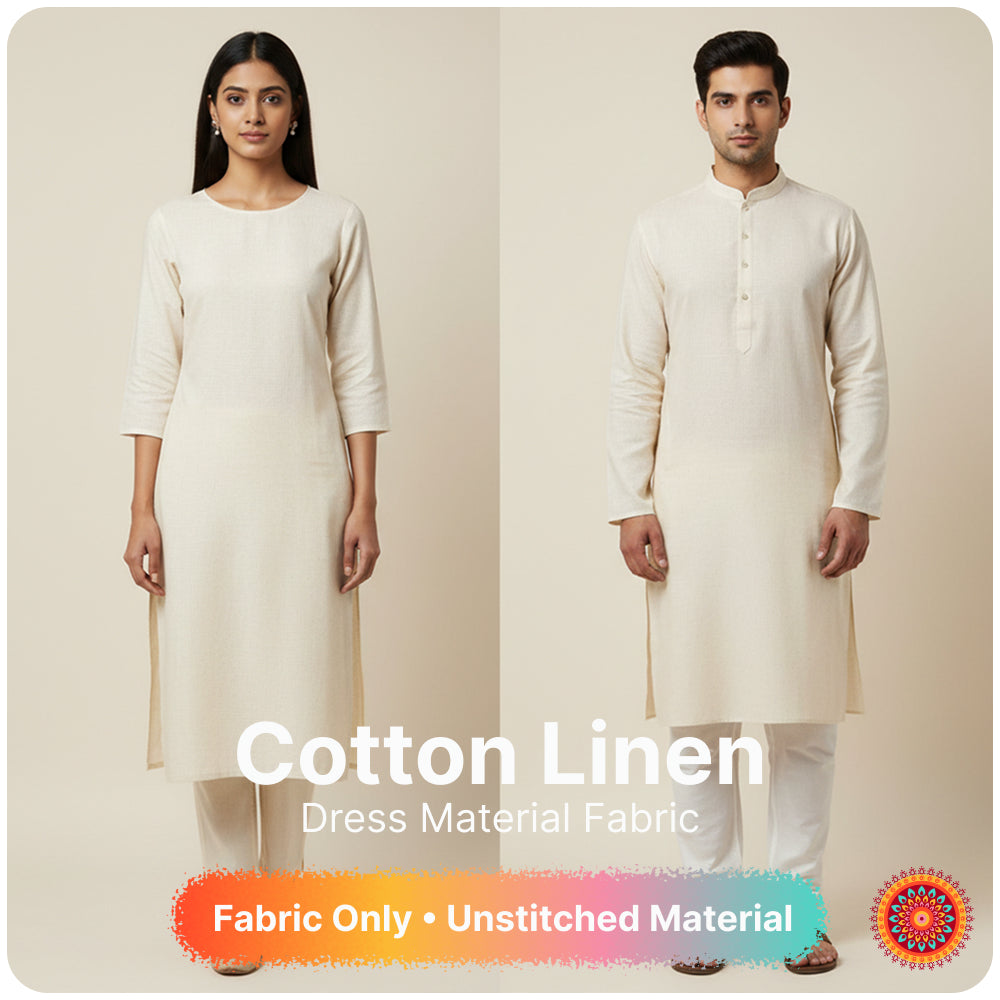 Sand Yellow Premium Linen Fabric for Kurti, Blouse & Dress Material | Soft Breathable Linen Cloth