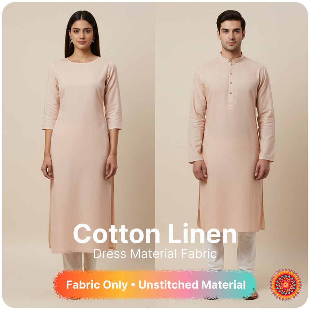 Peach Beige Premium Linen Fabric for Kurti, Blouse & Dress Material | Soft Breathable Linen Cloth