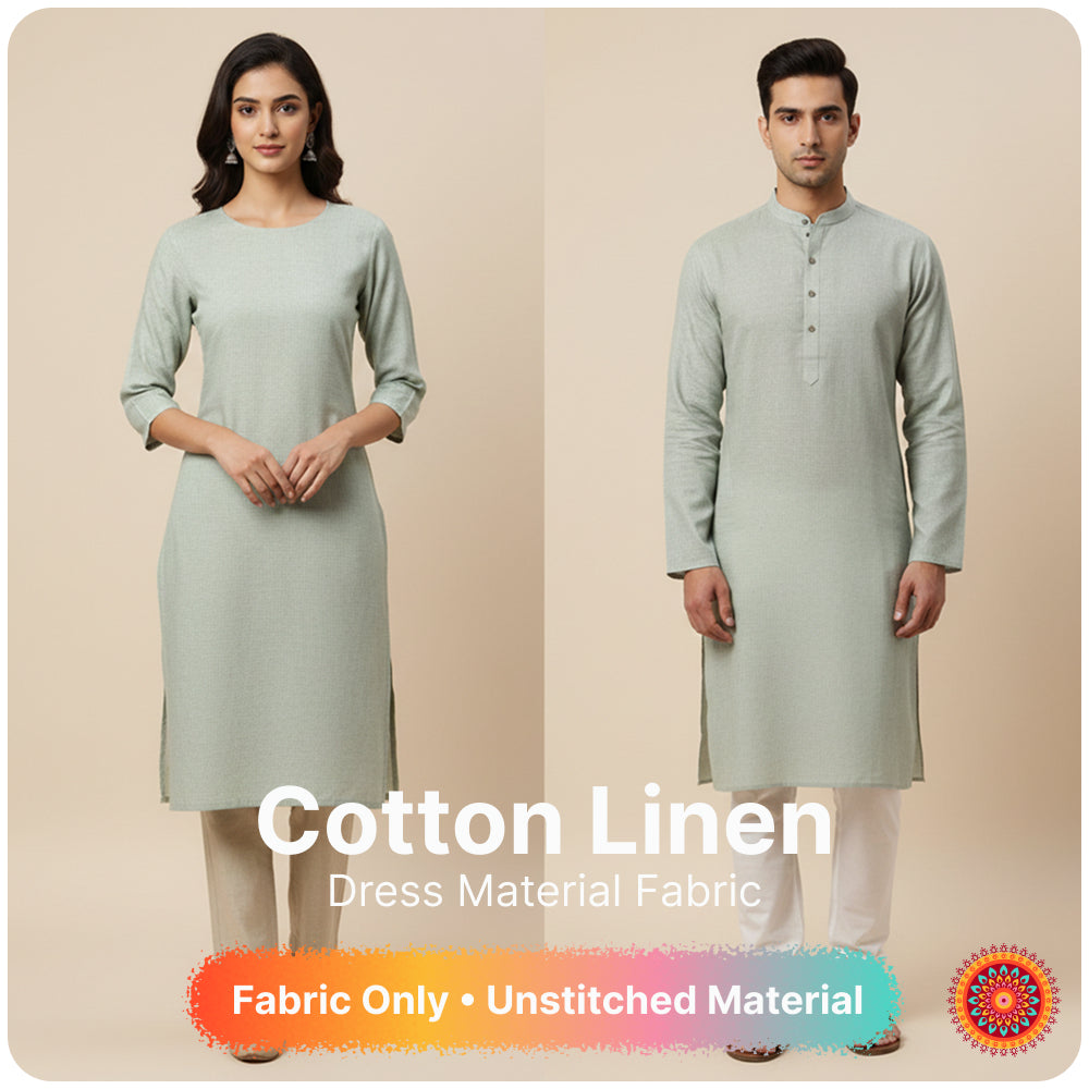 Mint Green Premium Linen Fabric for Kurti, Blouse & Dress Material | Soft Breathable Linen Cloth