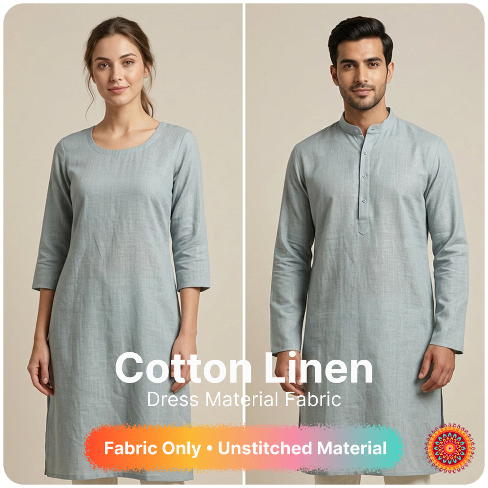 Aqua Blue Premium Linen Fabric for Kurti, Blouse & Dress Material | Soft Breathable Linen Cloth