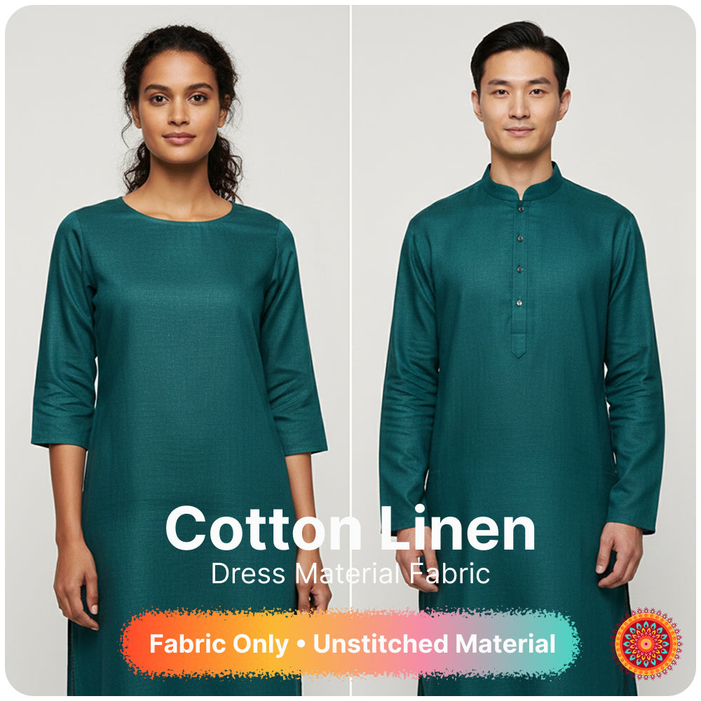 Premium Dark Teal Linen Fabric for Kurti Shirt and Dress | Soft Breathable Plain Linen Cloth | Boutique Quality Fabric