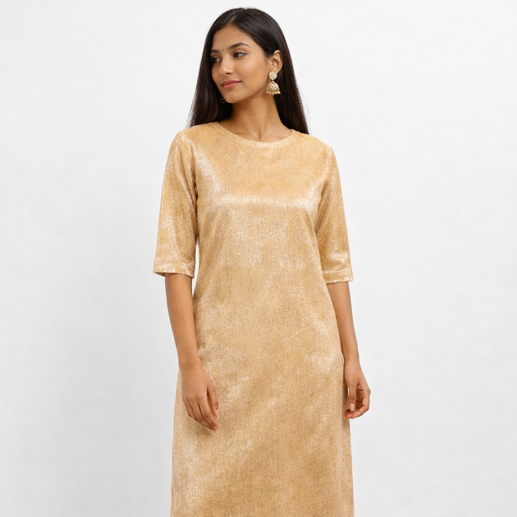 Plain Velvet Fabric Gold – 1 Meter Unstitched Blouse Fabric | 44 Inch Width | 220 GSM