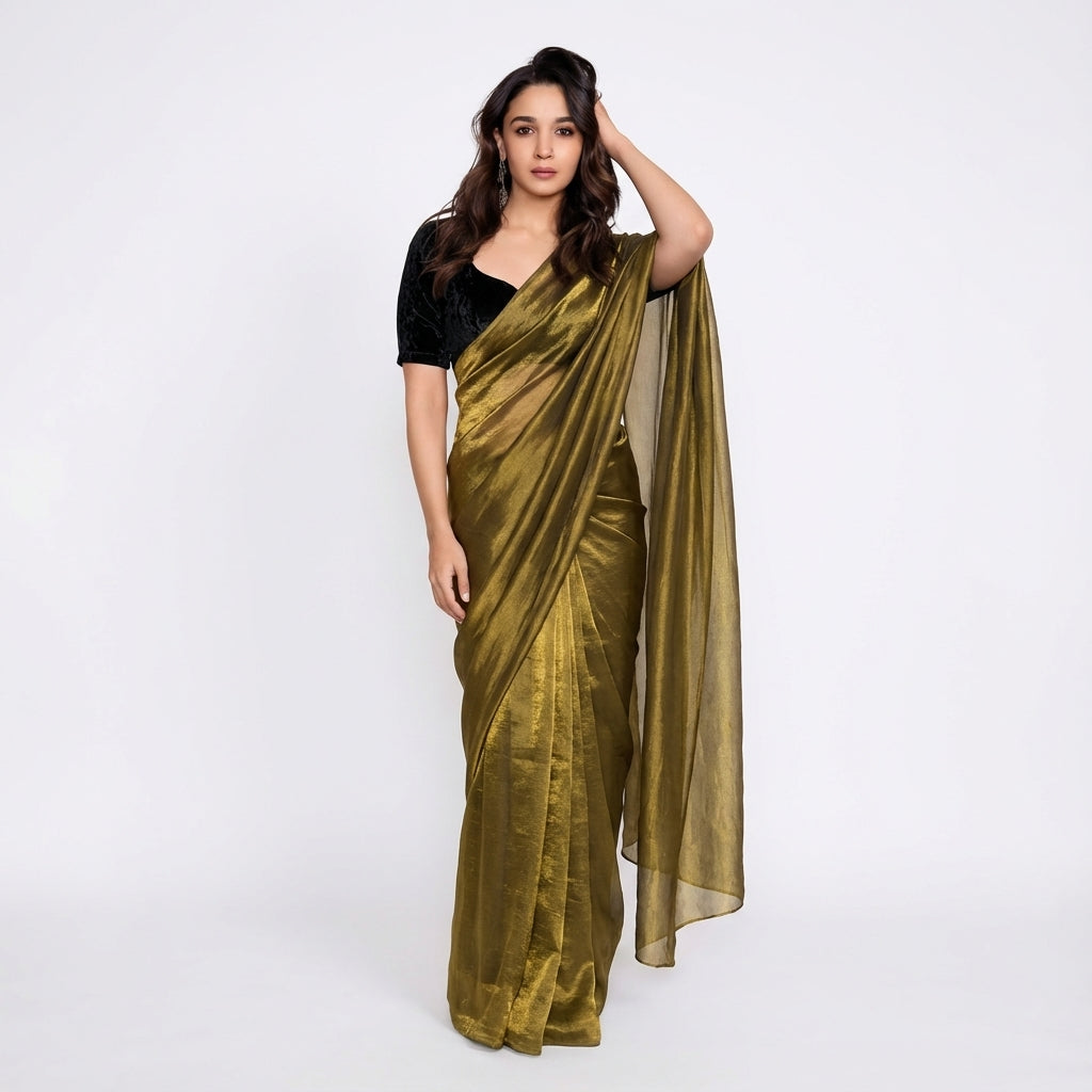 Antique wine fandy saree styled with velvet blouse for vintage ethnic look