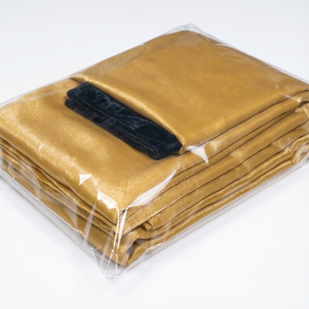 Rich mustard yellow fandy saree styled with velvet contrast blouse