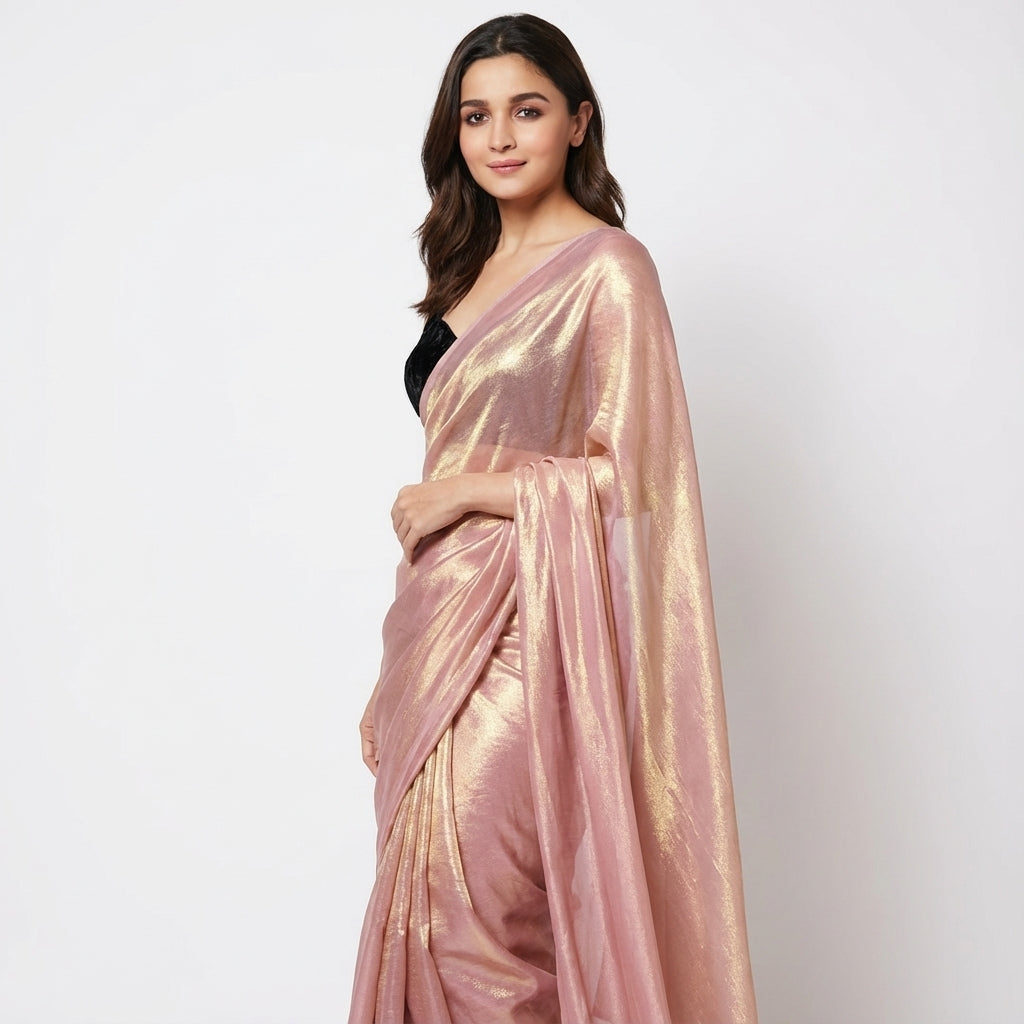 Fandy satin chiffon saree with velvet blouse