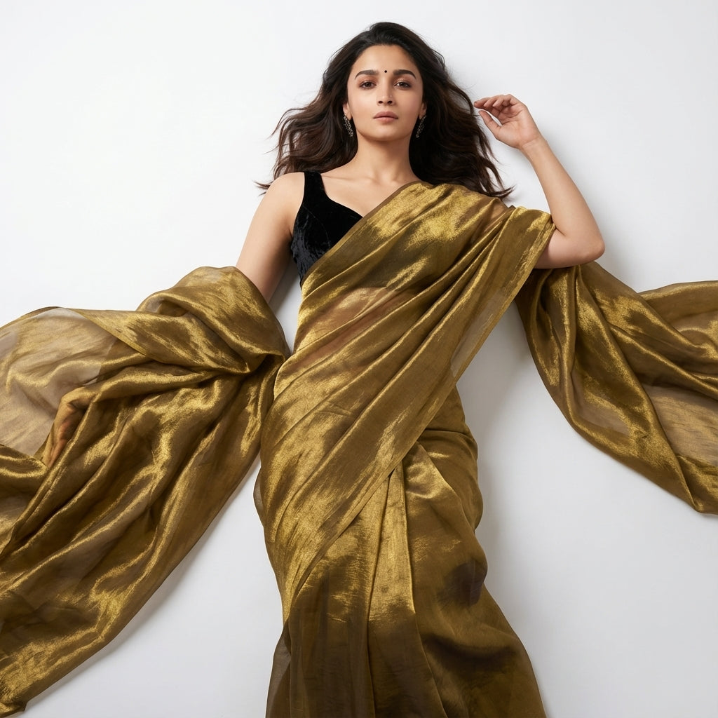 Antique wine fandy saree styled with velvet blouse for vintage ethnic look