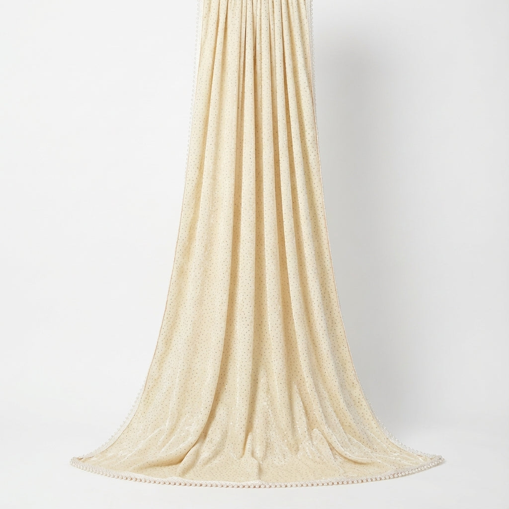 Cream Sparkle Velvet Dupatta 2.25 Meter – Premium Soft Velvet Festive Dupatta