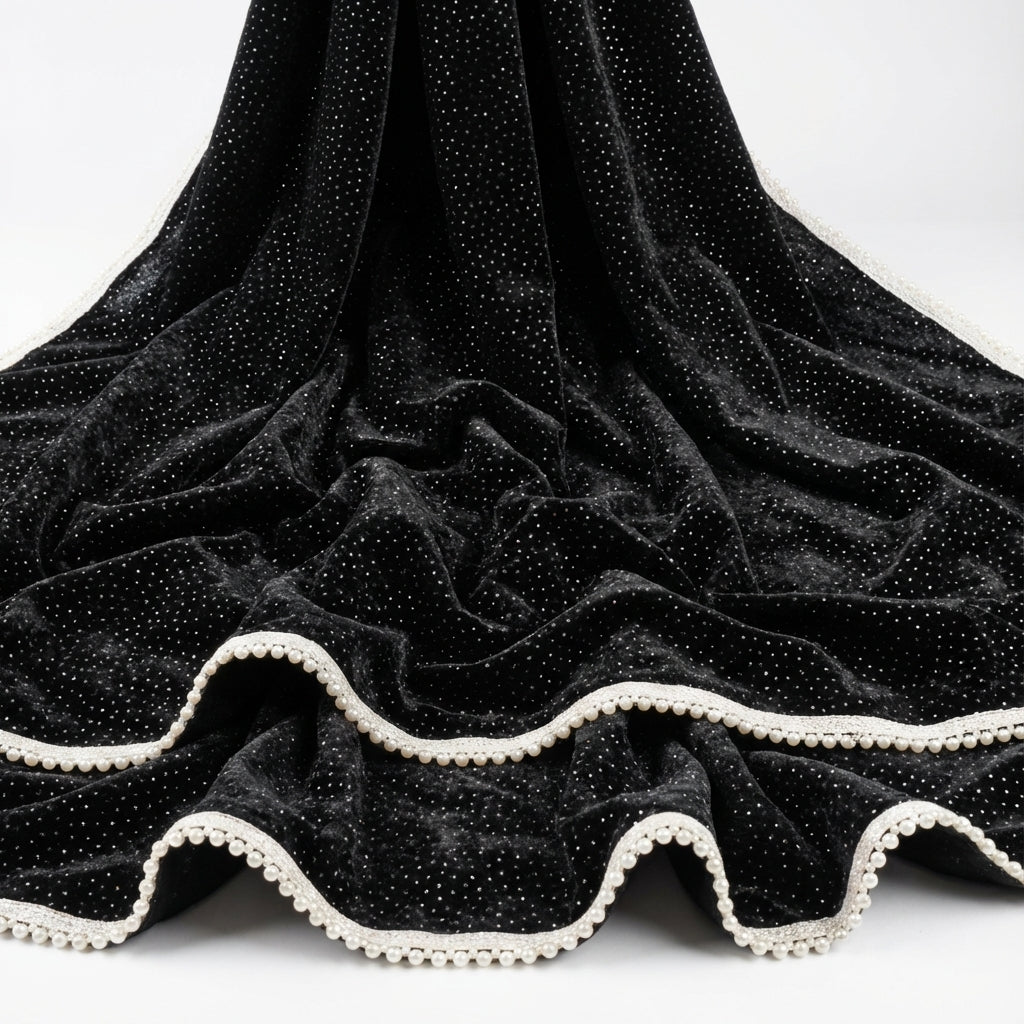 Black Sparkle Velvet Dupatta 2.25 Meter – Premium Soft Velvet Festive Dupatta