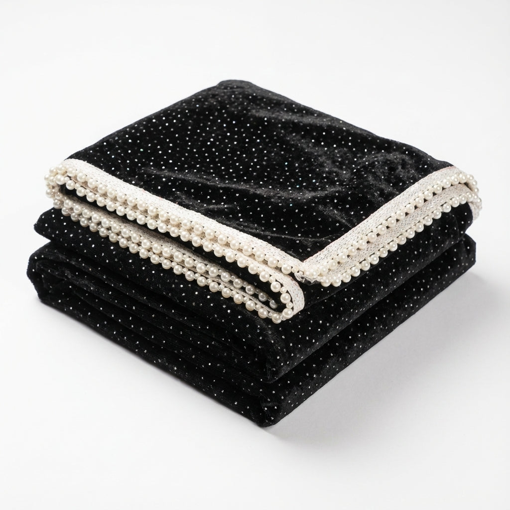 Black Sparkle Velvet Dupatta 2.25 Meter – Premium Soft Velvet Festive Dupatta