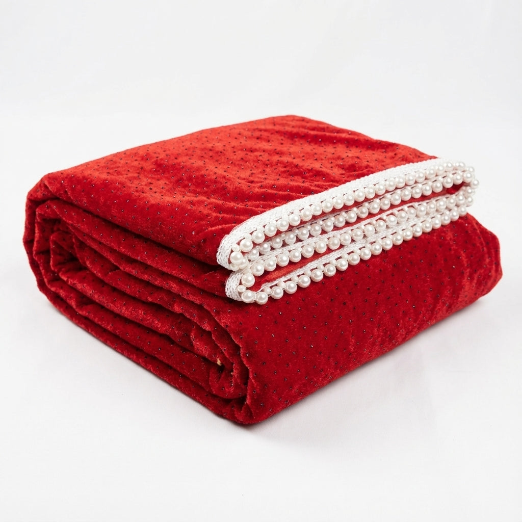 Red Sparkle Velvet Dupatta 2.25 Meter – Premium Soft Velvet Festive Dupatta