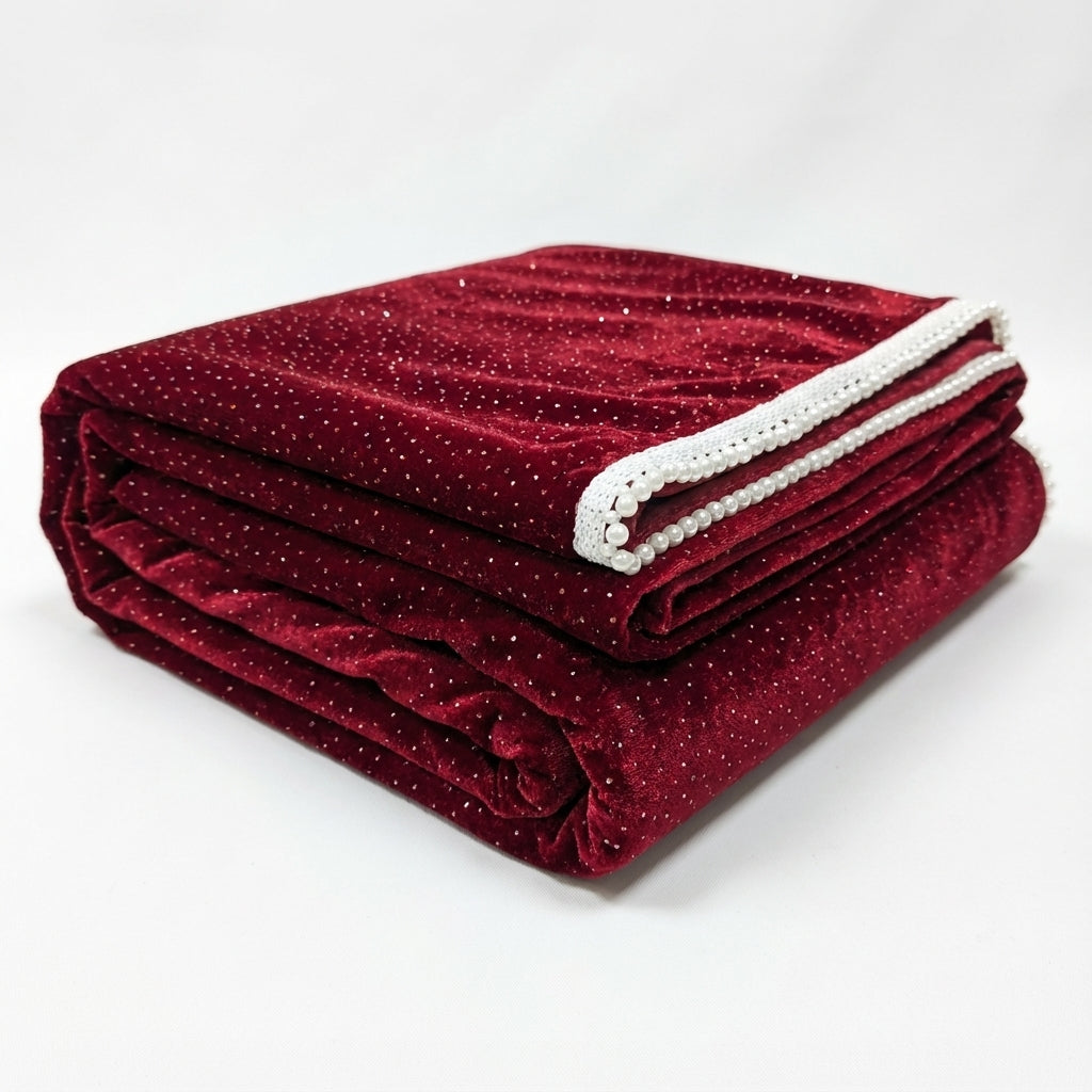 Maroon Sparkle Velvet Dupatta 2.25 Meter – Premium Soft Velvet Festive Dupatta