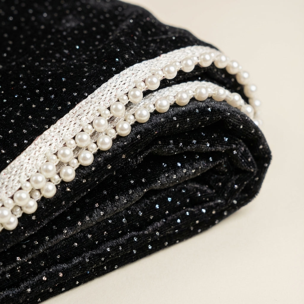 Black Sparkle Velvet Dupatta 2.25 Meter – Premium Soft Velvet Festive Dupatta