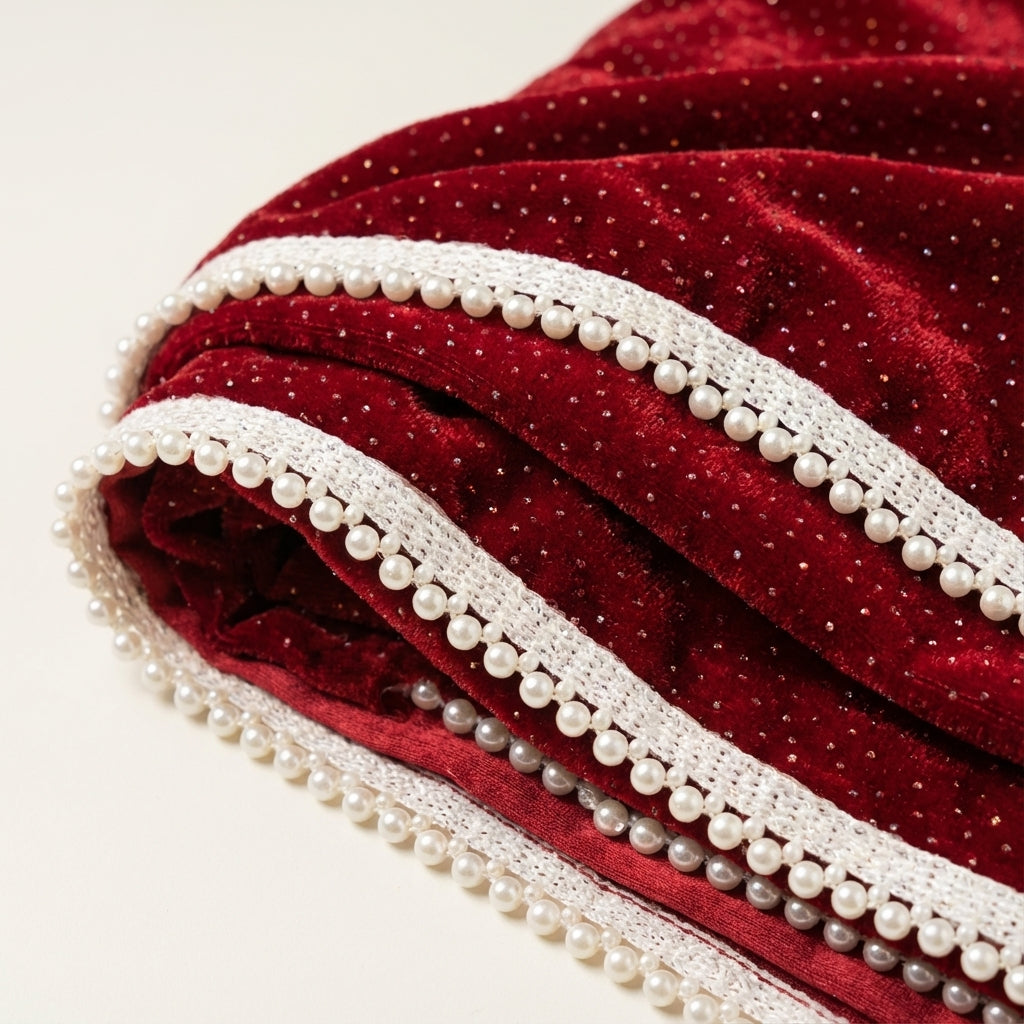 Maroon Sparkle Velvet Dupatta 2.25 Meter – Premium Soft Velvet Festive Dupatta